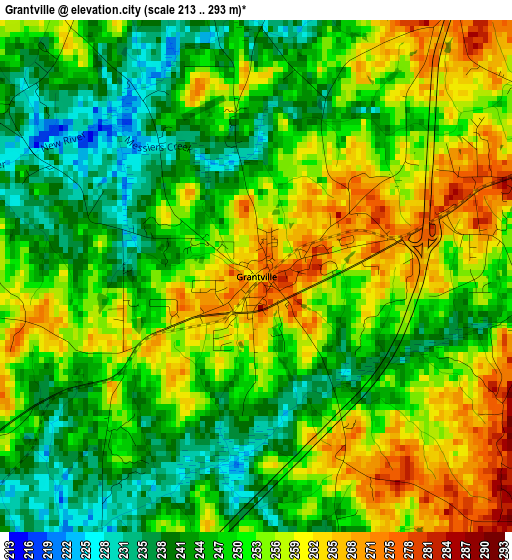 Grantville elevation map