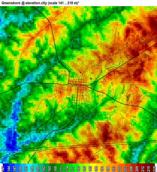 Greensboro elevation map