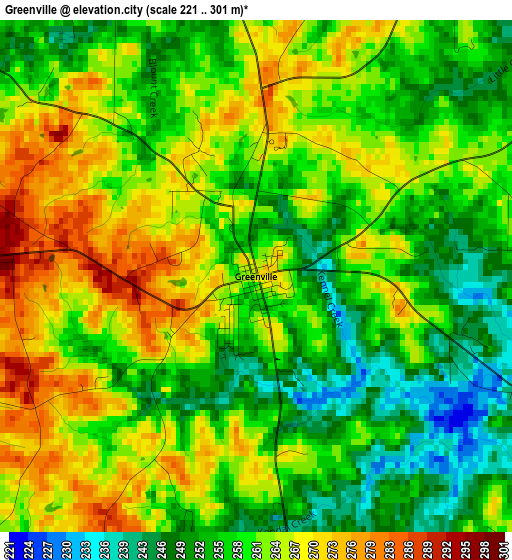 Greenville elevation map