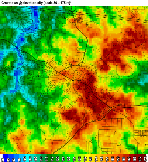 Grovetown elevation map