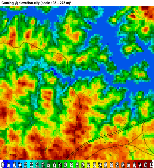 Gumlog elevation map