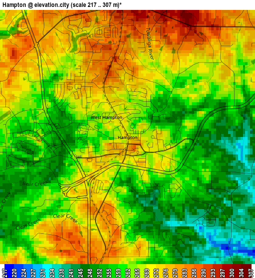 Hampton elevation map