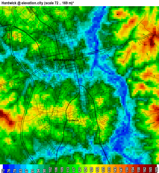 Hardwick elevation map