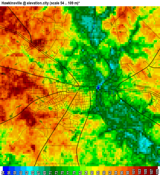 Hawkinsville elevation map