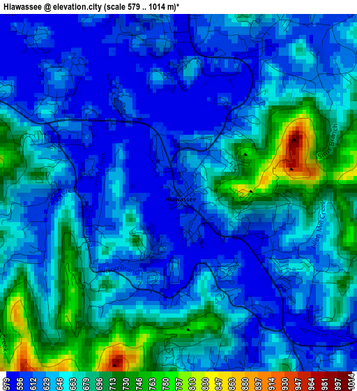 Hiawassee elevation map