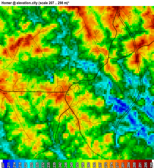 Homer elevation map