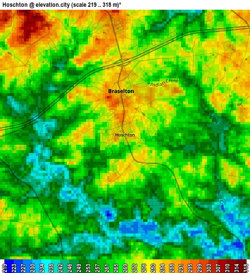 Hoschton elevation map