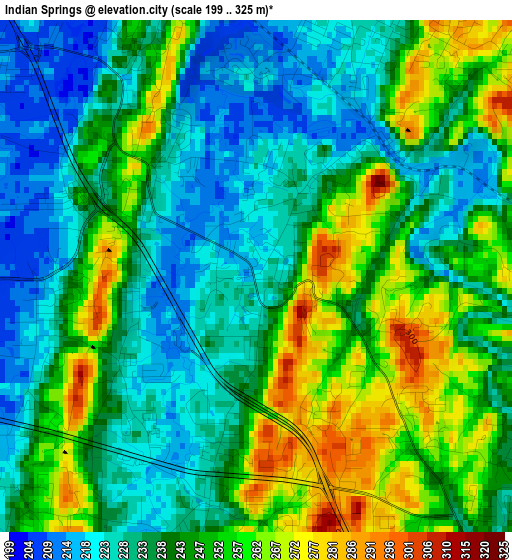 Indian Springs elevation map