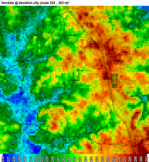 Irondale elevation map