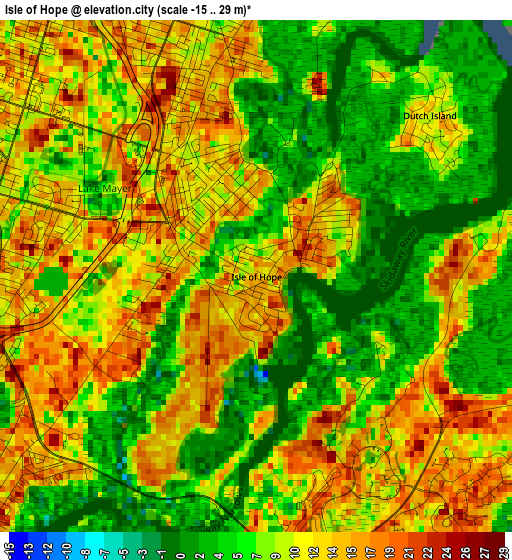 Isle of Hope elevation map