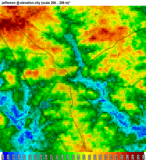 Jefferson elevation map