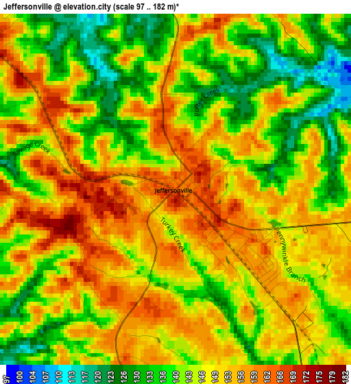 Jeffersonville elevation map