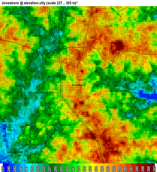 Jonesboro elevation map