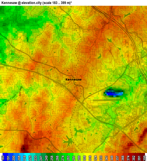 Kennesaw elevation map