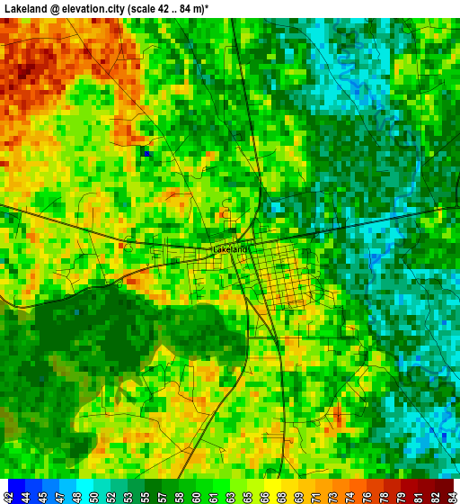 Lakeland elevation map