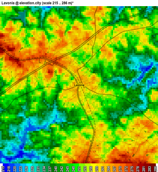 Lavonia elevation map