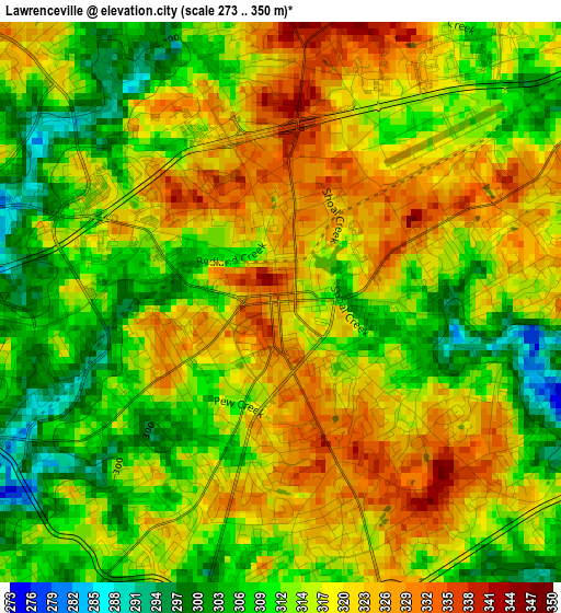 Lawrenceville elevation map