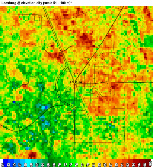 Leesburg elevation map