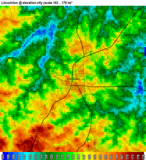 Lincolnton elevation map