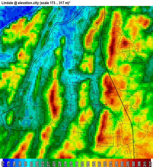 Lindale elevation map