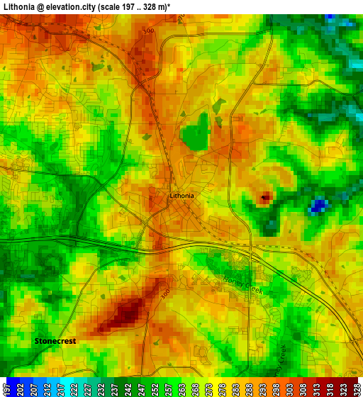 Lithonia elevation map