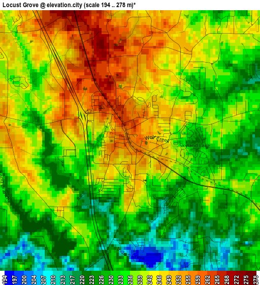 Locust Grove elevation map