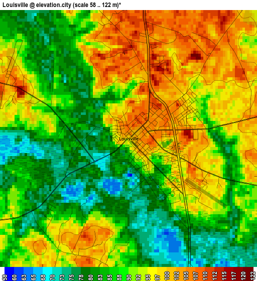 Louisville elevation map