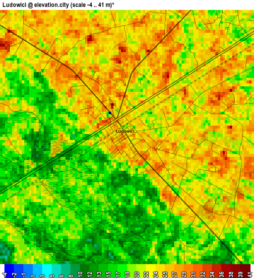 Ludowici elevation map