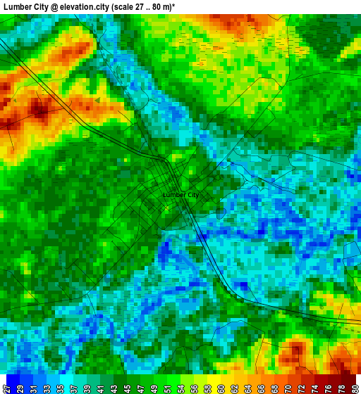 Lumber City elevation map