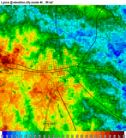 Lyons elevation map