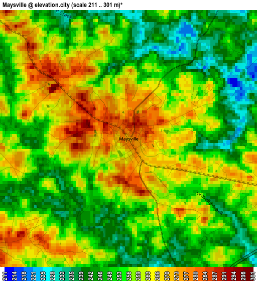 Maysville elevation map