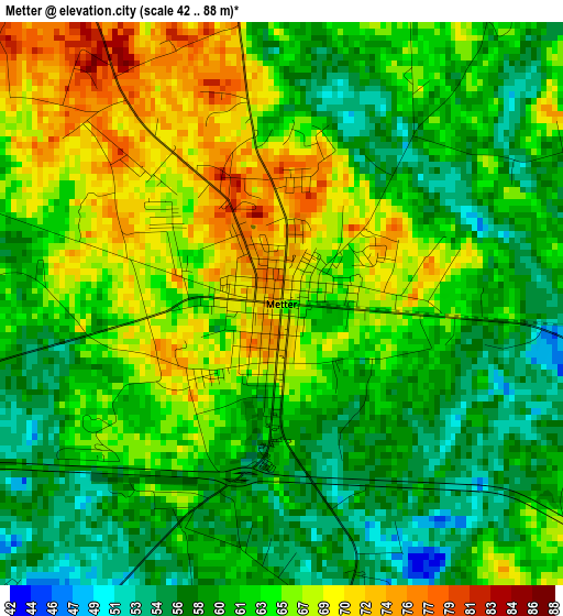 Metter elevation map