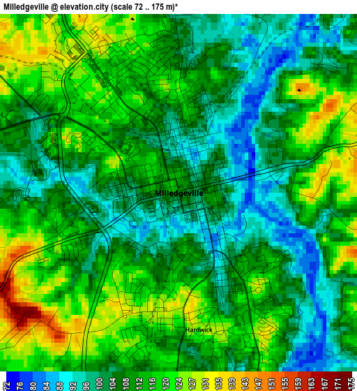 Milledgeville elevation map