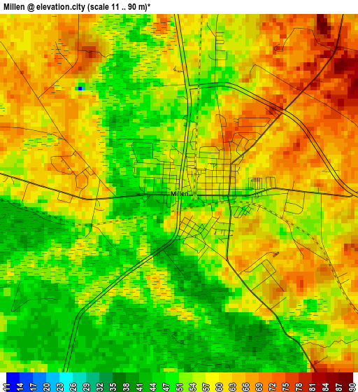 Millen elevation map