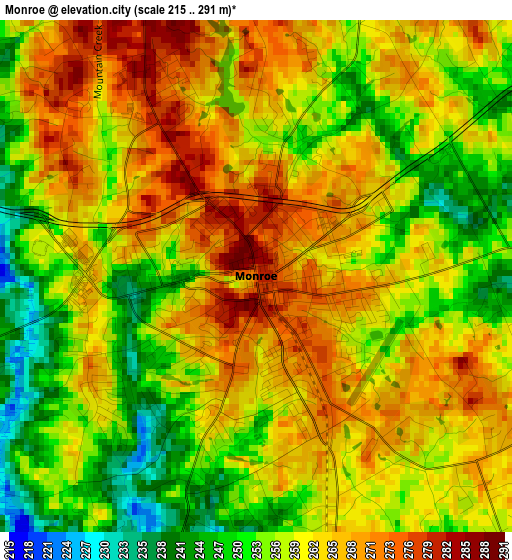 Monroe elevation map