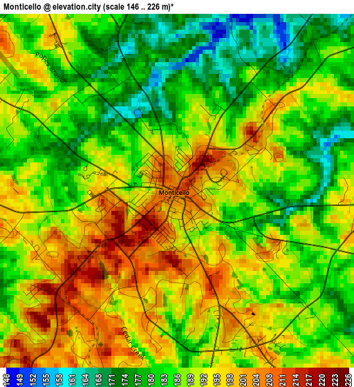 Monticello elevation map