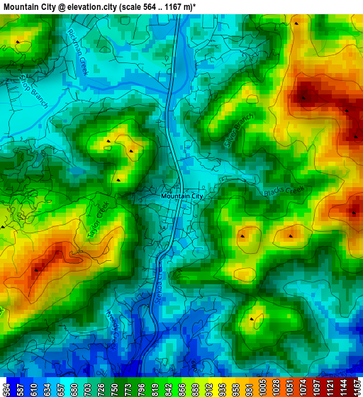 Mountain City elevation map