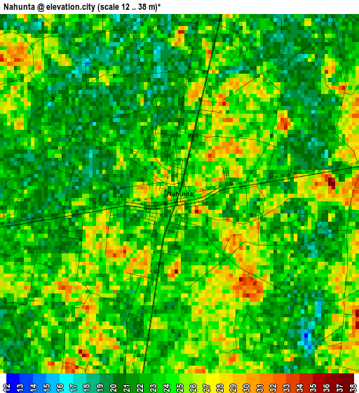 Nahunta elevation map