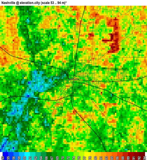 Nashville elevation map