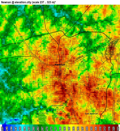 Newnan elevation map