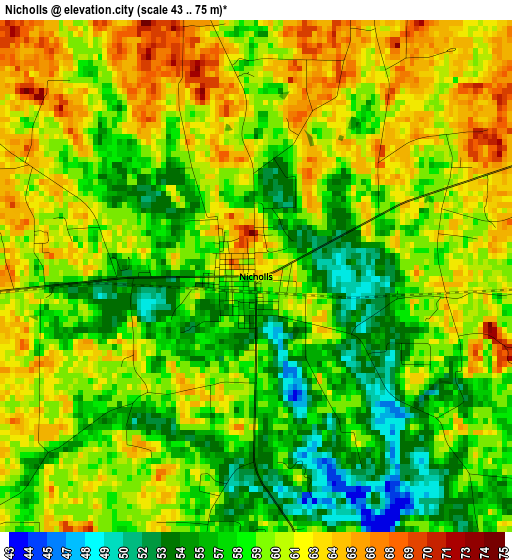 Nicholls elevation map