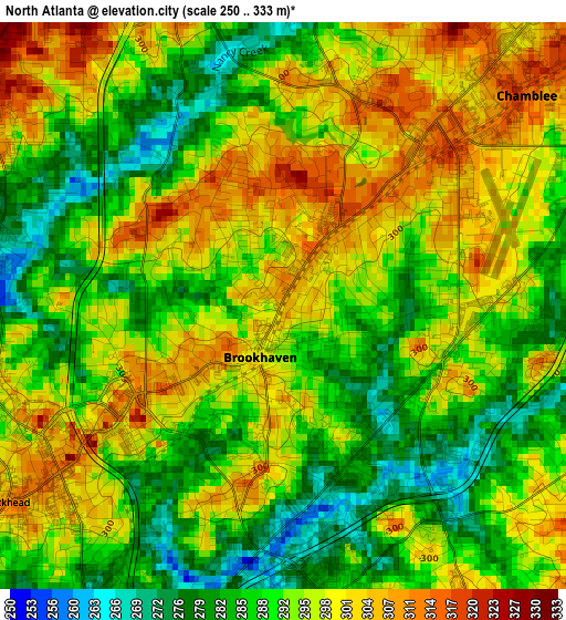 North Atlanta elevation map