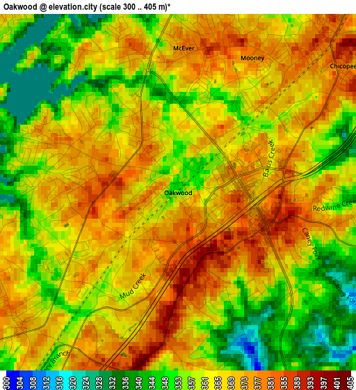 Oakwood elevation map