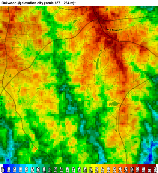 Oakwood elevation map