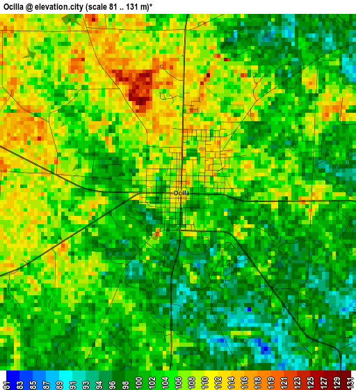 Ocilla elevation map