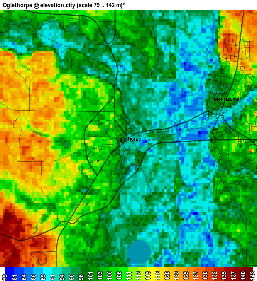 Oglethorpe elevation map