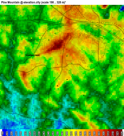 Pine Mountain elevation map