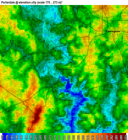 Porterdale elevation map