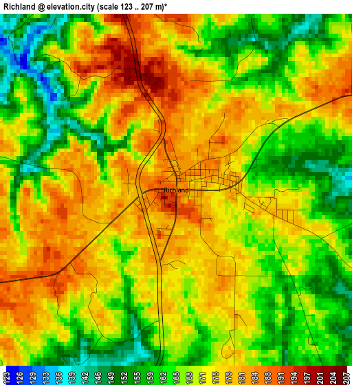 Richland elevation map