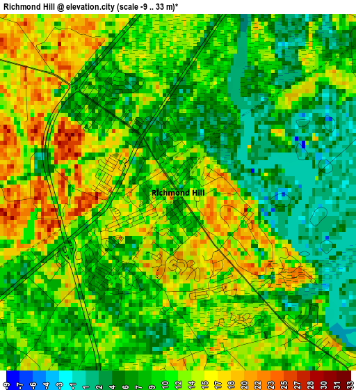 Richmond Hill elevation map